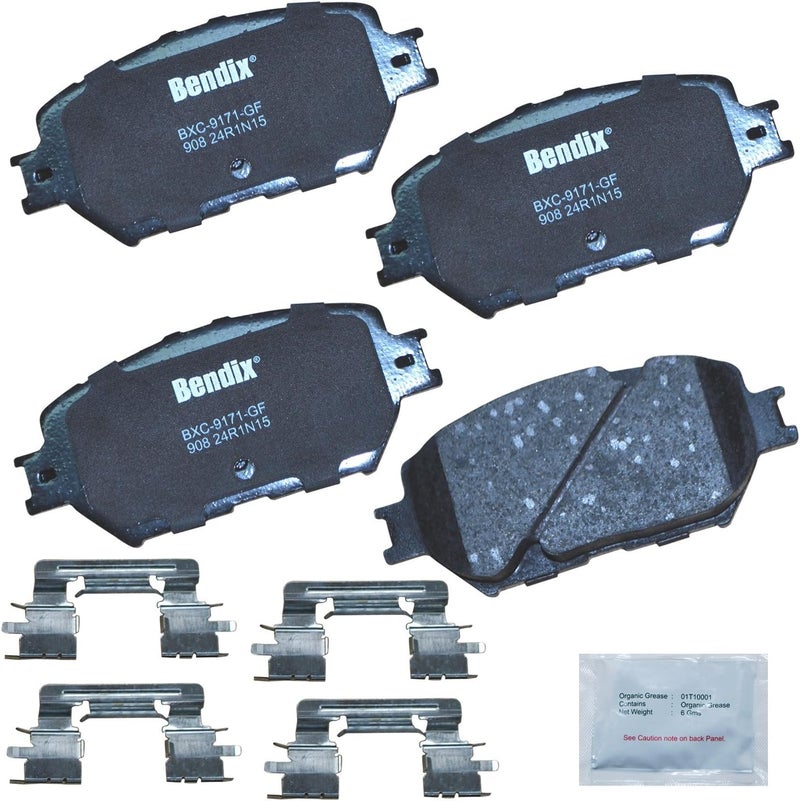 Bendix بطانات الفرامل الأمامية السيراميكية Priority1 CFC908 لسيارات لكزس GS300 2006، IS250 2015-2009، تويوتا كامري 2006-2002 - Image 1